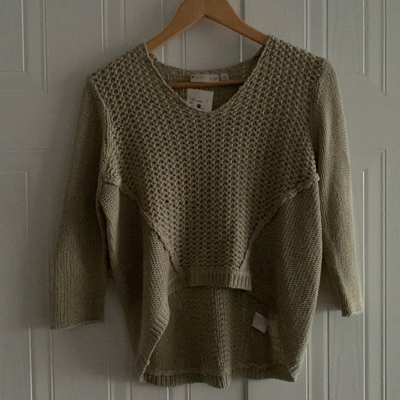 Retrod dusty beige woven 3/4 sleeve sweater - Picture 2 of 10